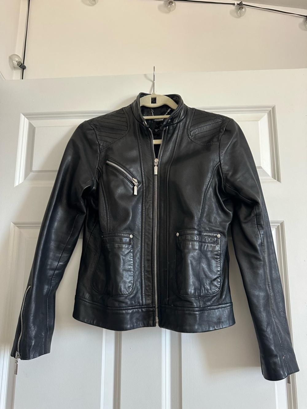 Bernardo Black Leather Moto Zip Jacket